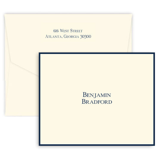 Isaac Bordered Folded Note Cards - Raised Ink